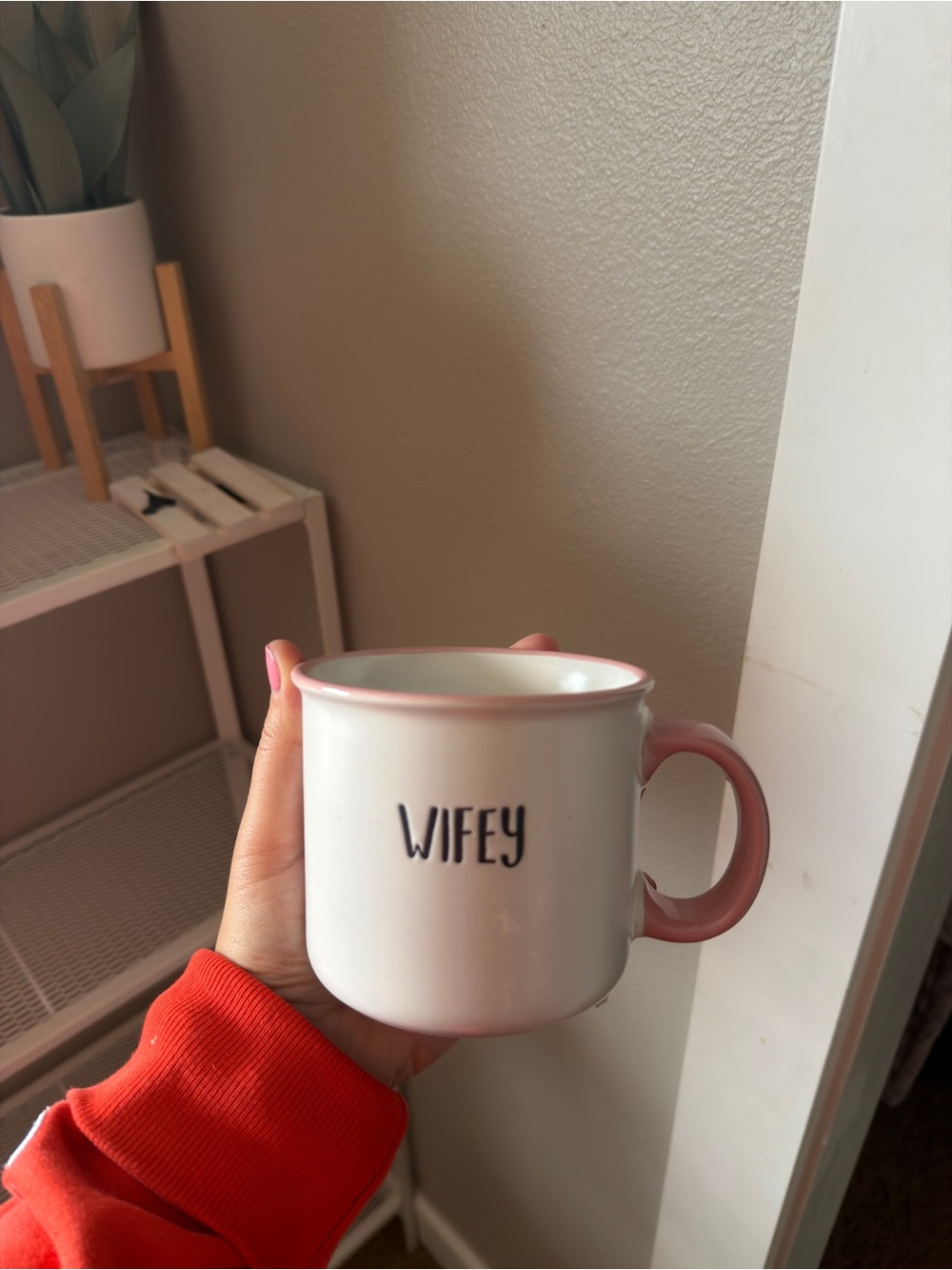 White and Pink 'Wifey' Ceramic Coffee Mug